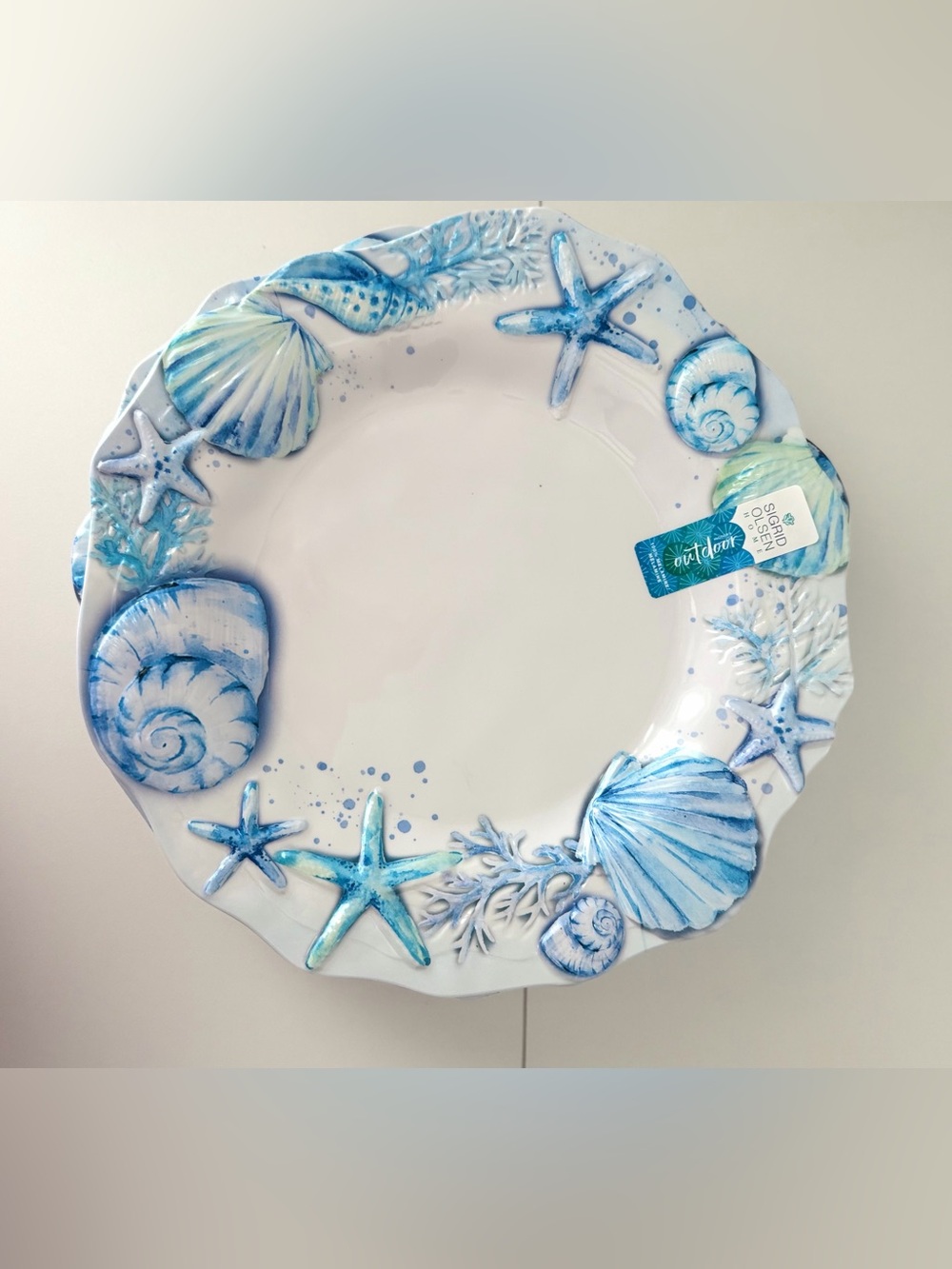 Sigrid Olsen Home Outdoor Melamine Dinner Plates Set of 8 Coastal Seashell 11”